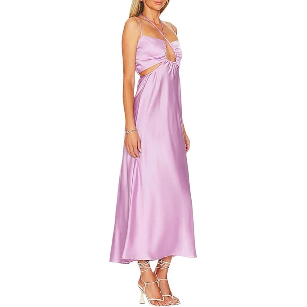 NWT Show Me Your MuMu Lilac Luxe Satin Codie Cutout Dress Sz S msrp $154 - Picture 2 of 11